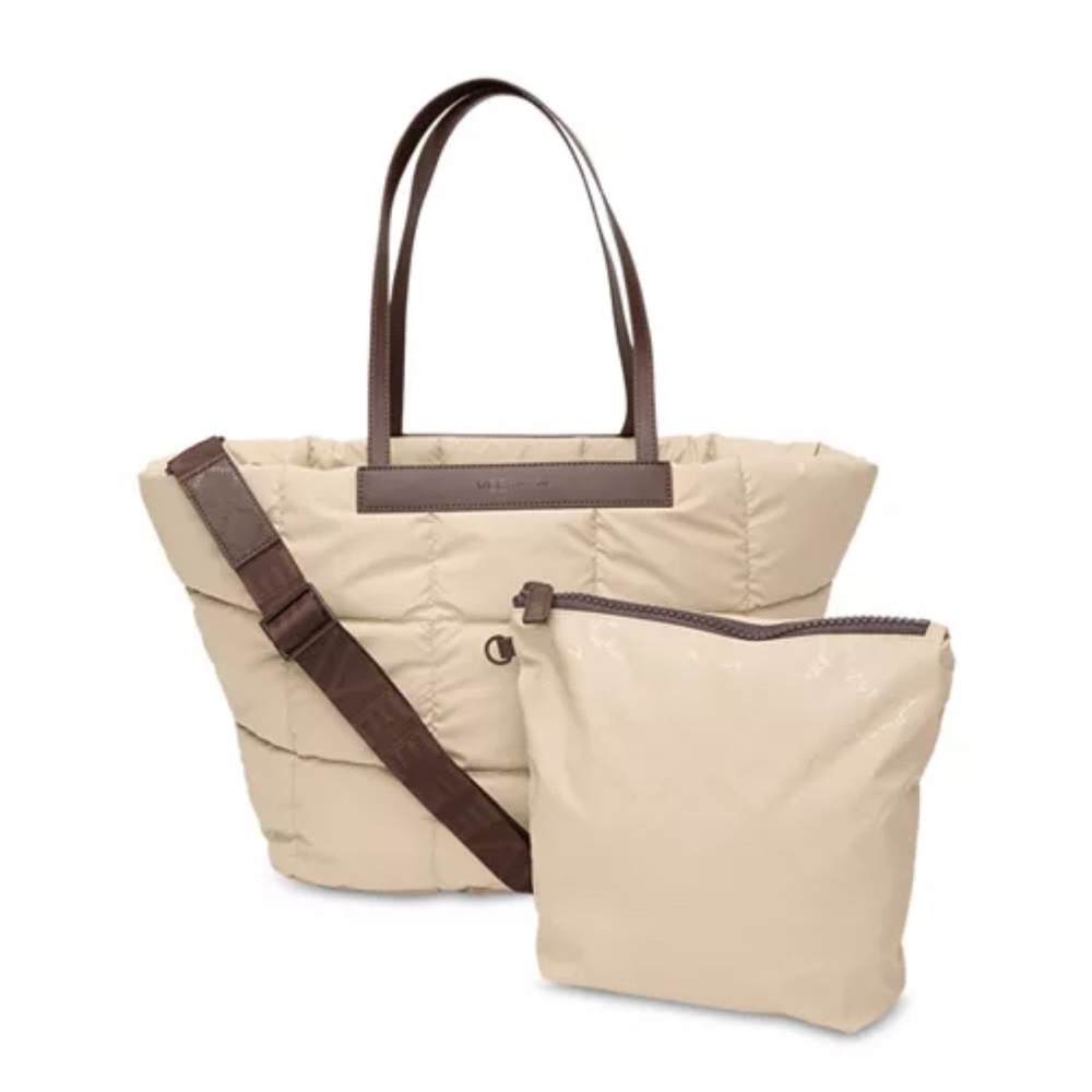 VEE Collective Elegant Cream Tote Bag with Brown Accents - Picture 3 of 5